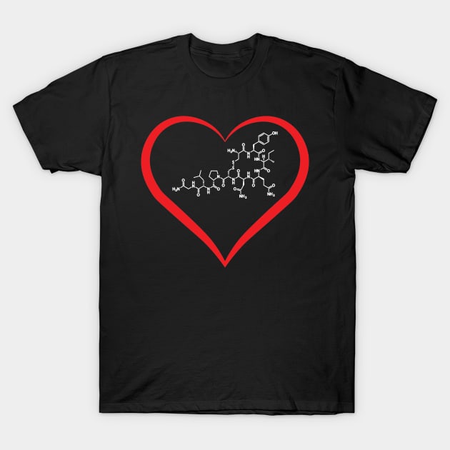 Oxytocin Love Hormone w/heart T-Shirt by Hornak Designs